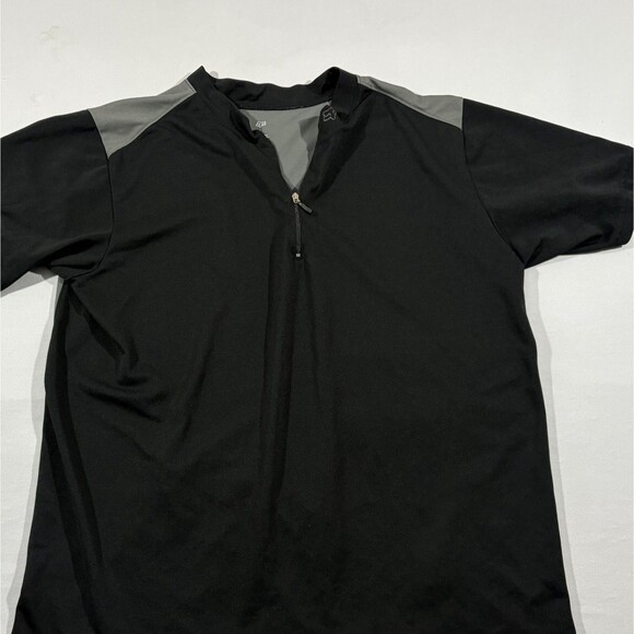 Fox Racing Mens Black Gray Short Sleeve 1/4 Zip Logo Pocket Jersey Shirt Sz L - Picture 2 of 12